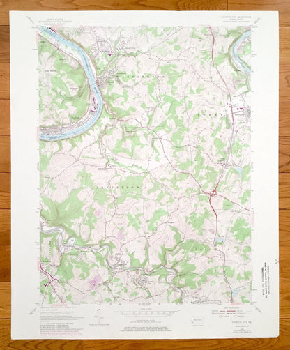 Antique Fayette City, Pennsylvania 1954 US Geological Survey Topographic Map – Washington County, Perry, Jefferson, Redstone, Franklin, PA