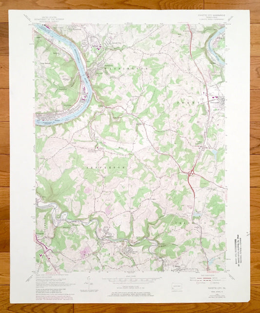 Antique Fayette City, Pennsylvania 1954 US Geological Survey Topographic Map – Washington County, Perry, Jefferson, Redstone, Franklin, PA