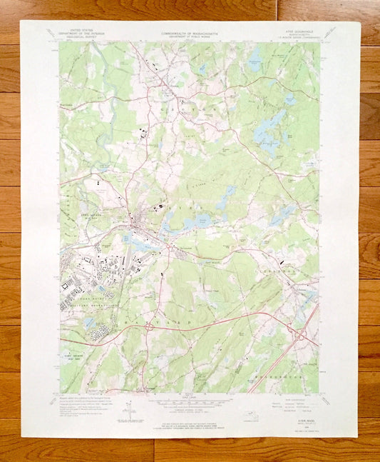Antique Ayer, Massachusetts 1966 US Geological Survey Topographic Map – Middlesex, Worcester County, Groton, Harvard, Boxborough, Shirley MA