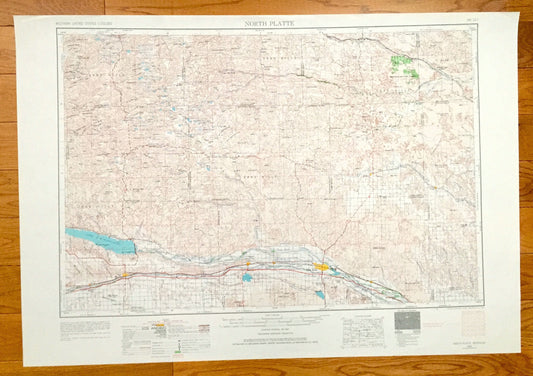 Antique North Platte, Nebraska 1954 US Geological Survey Topographic Map – Sutherland, Ogallala, Paxton, Hershey, Maxwell Brady Stapleton NE