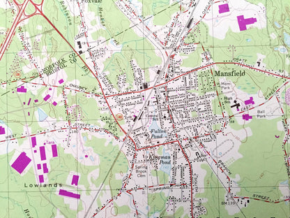Antique Mansfield, Massachusetts 1964 US Geological Survey Topographic Map – Norfolk, Bristol County, Foxborough, Stoughton, Walpole, MA