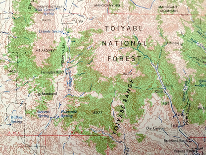 Antique Tonopah, Nevada 1962 US Geological Survey Topographic Map – Mineral, Esmeralda, Nye County, Toiyabe National Forest Desert Valley NV