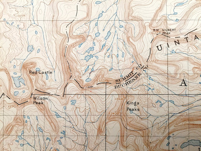 Antique Ashley National Forest, Utah 1906 US Geological Survey Topographic Map – Gilbert Peak, Uinta Mountains, Wasatch, Summit, Duchesne UT