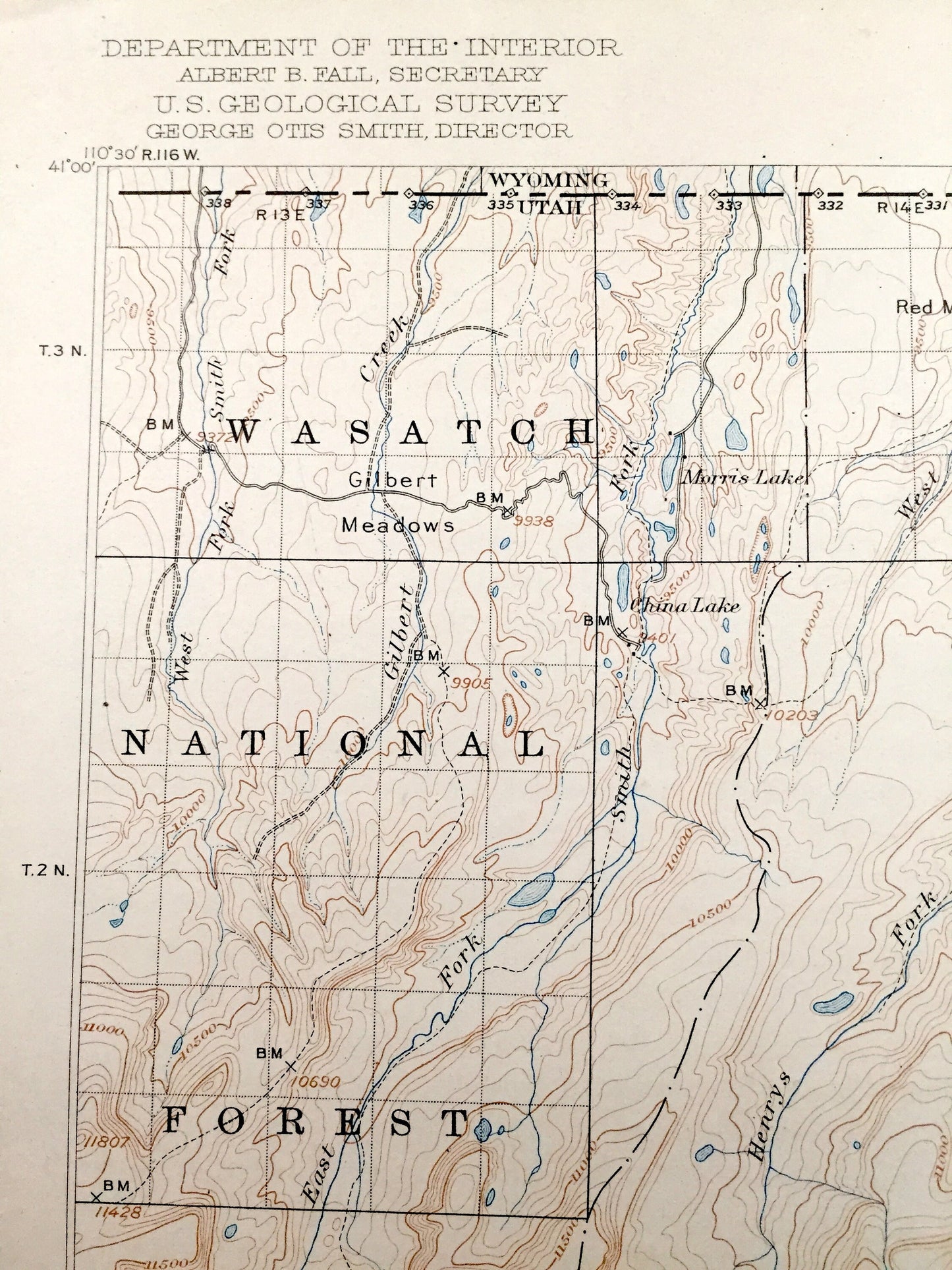 Antique Ashley National Forest, Utah 1906 US Geological Survey Topographic Map – Gilbert Peak, Uinta Mountains, Wasatch, Summit, Duchesne UT