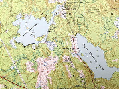 Antique Ashburnham, Massachusetts 1950 US Geological Survey Topographic Map – Middlesex, Worcester County, MA, Hillsboro, Cheshire County NH