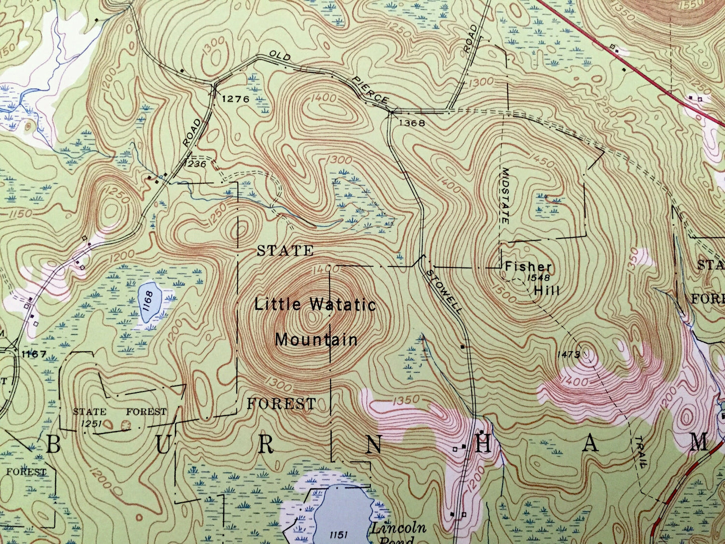 Antique Ashburnham, Massachusetts 1950 US Geological Survey Topographic Map – Middlesex, Worcester County, MA, Hillsboro, Cheshire County NH
