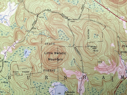 Antique Ashburnham, Massachusetts 1950 US Geological Survey Topographic Map – Middlesex, Worcester County, MA, Hillsboro, Cheshire County NH