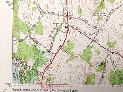 Antique Cheshire, Massachusetts 1944 US Geological Survey Topographic Map – Berkshire County, New Ashford, Adams, Lanesborough, Dalton, MA