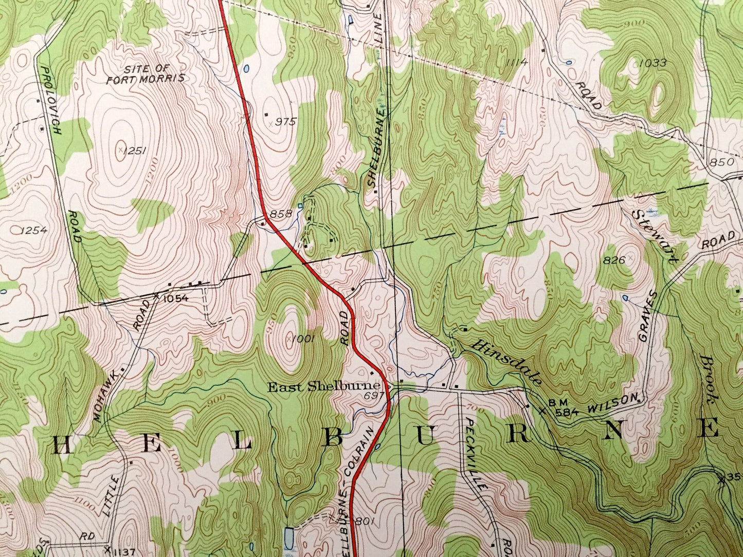 Antique Colrain, Massachusetts 1945 US Geological Survey Topographic Map – Franklin County, Leyden, MA, Windham County, Guilford, Halifax VT