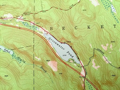 Antique East Lee, Massachusetts 1945 US Geological Survey Topographic Map – Berkshire County, Washington, Lenox, Tyringham, Becket, Otis, MA