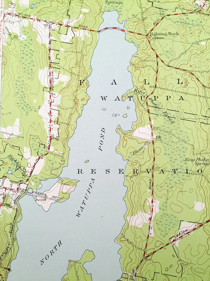 Antique Fall River East, Massachusetts 1951 US Geological Survey Topographic Map – Bristol County, Freetown, Dartmouth, Westport, MA
