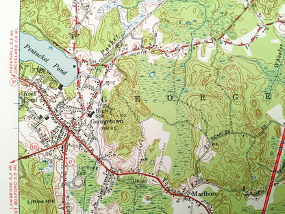 Antique Georgetown, Massachusetts 1953 US Geological Survey Topographic Map – Essex County, Groveland, Newbury, Rowley, Ipswich, Boxford, MA