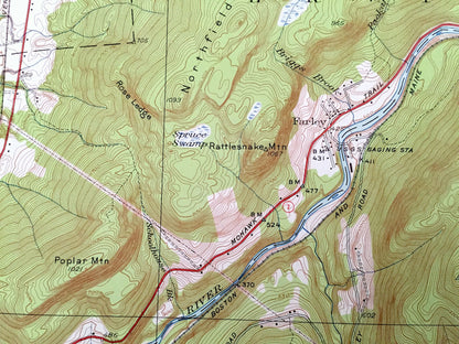 Antique Millers Falls, Massachusetts 1948 US Geological Survey Topographic Map – Franklin County, Wendell, Montague, Erving, Northfield, MA