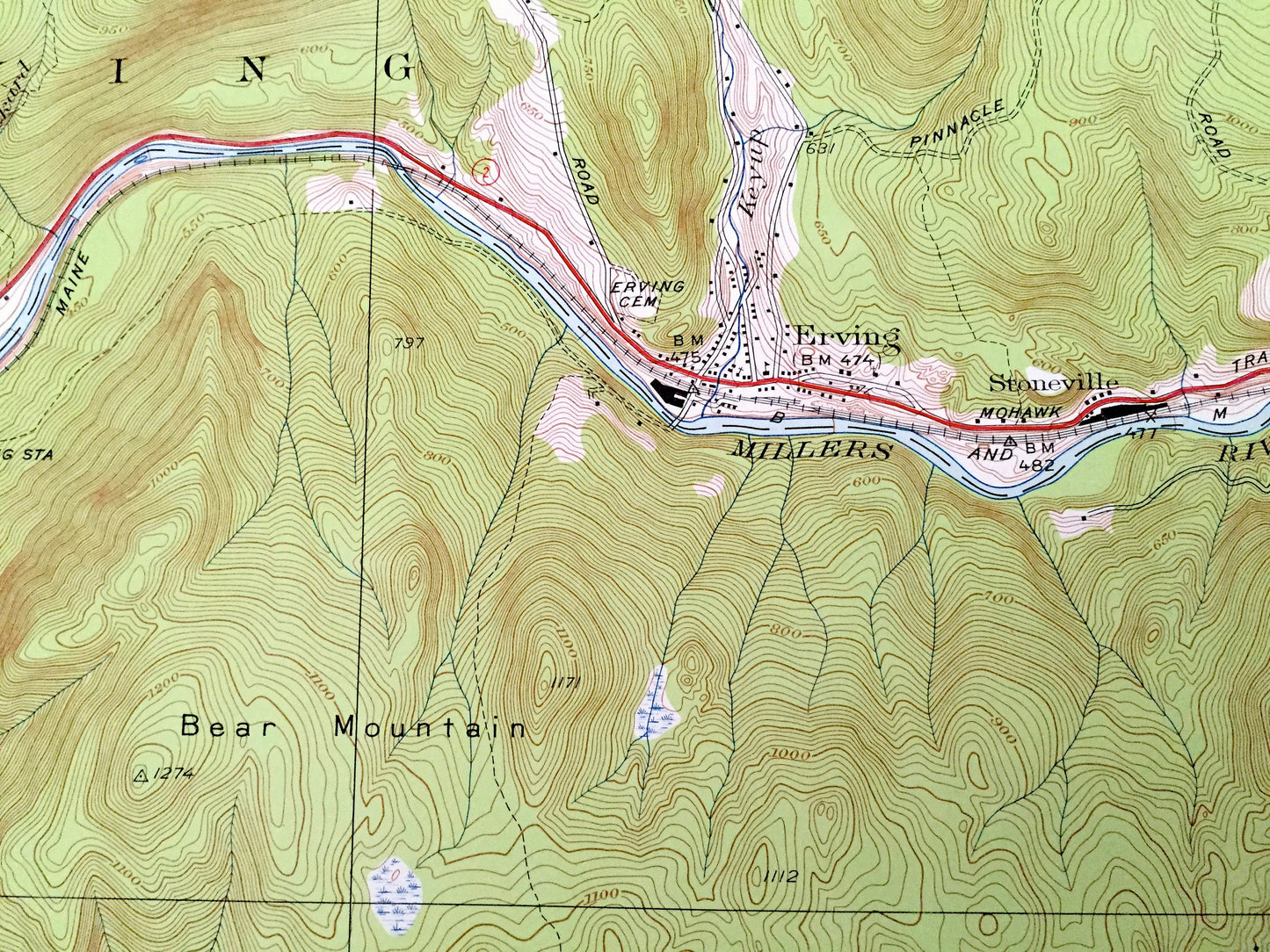 Antique Millers Falls, Massachusetts 1948 US Geological Survey Topographic Map – Franklin County, Wendell, Montague, Erving, Northfield, MA