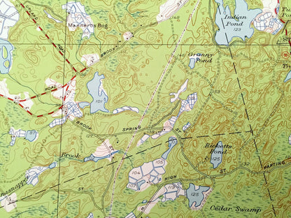 Antique Plympton, Massachusetts 1949 US Geological Survey Topographic Map – Plymouth County, Halifax, Kingston, Middleborough, Carver, MA