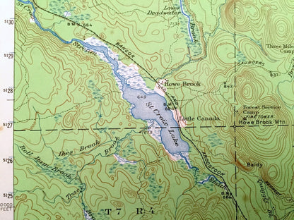 Antique Howe Brook, Maine 1954 US Geological Survey Topographic Map – Hammond, St Croix Lake, Nine Lake, Scott Pond, Aroostook County, ME