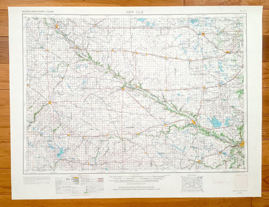 Antique New Ulm, Minnesota 1953 US Geological Survey Topographic Map – Sleepy Eye, Mankato, Marshall, Montevideo Hutchinson Glencoe Tracy MN