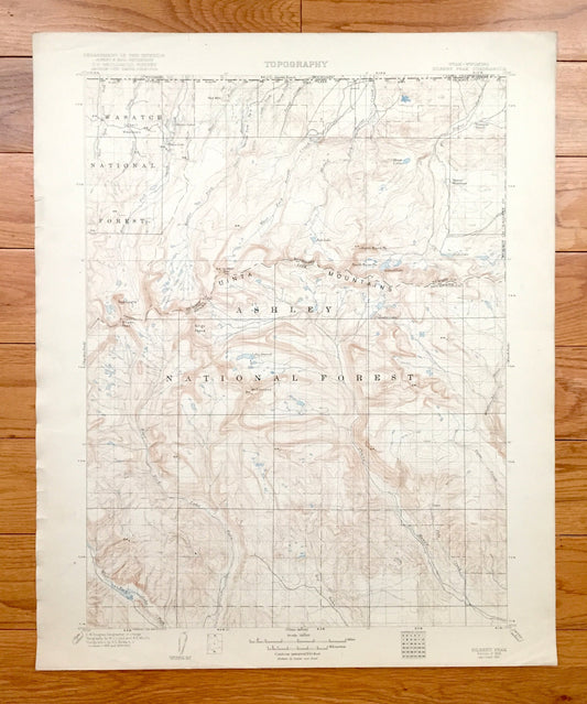 Antique Ashley National Forest, Utah 1906 US Geological Survey Topographic Map – Gilbert Peak, Uinta Mountains, Wasatch, Summit, Duchesne UT