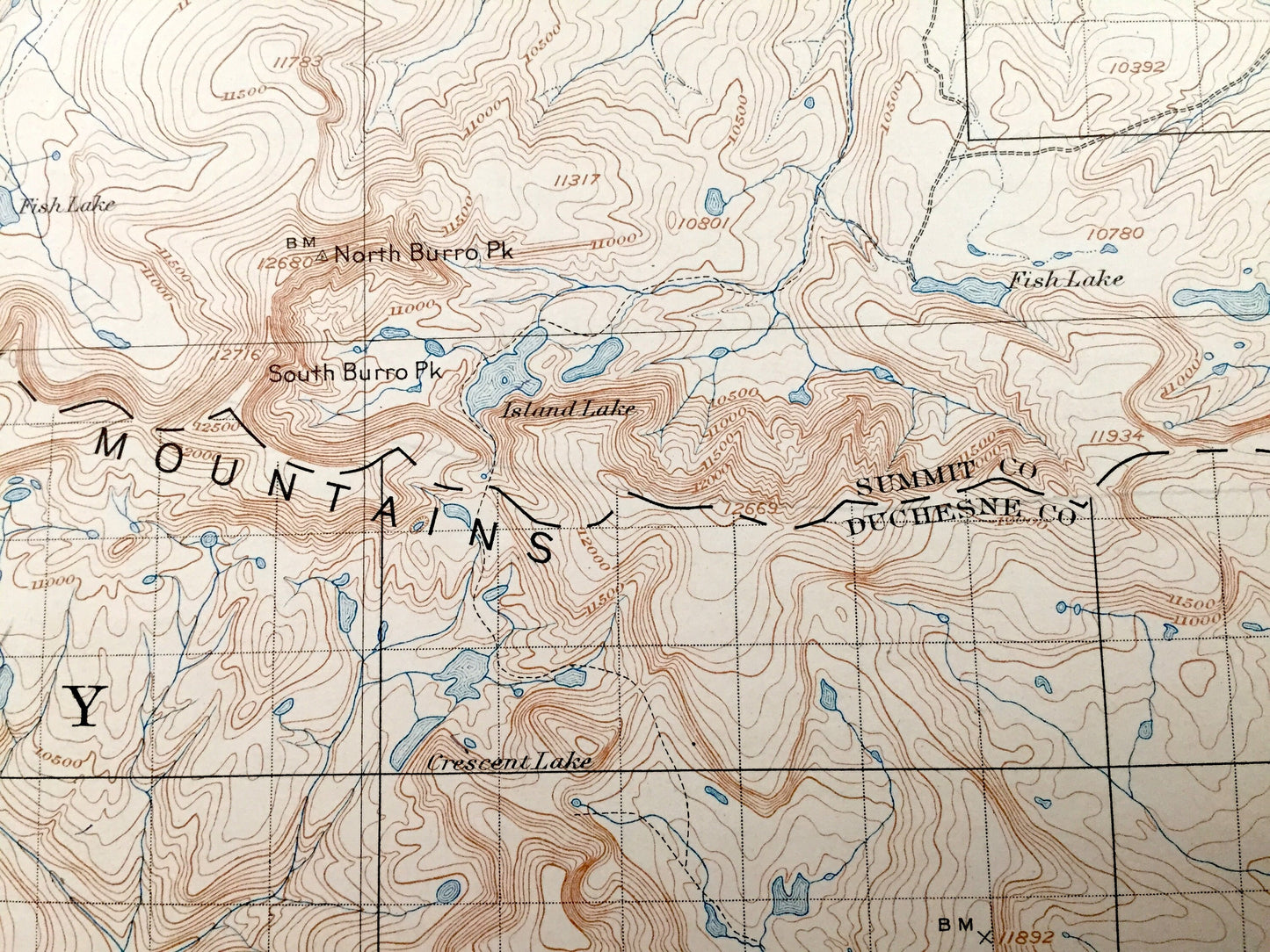Antique Ashley National Forest, Utah 1906 US Geological Survey Topographic Map – Gilbert Peak, Uinta Mountains, Wasatch, Summit, Duchesne UT
