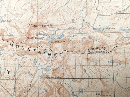 Antique Ashley National Forest, Utah 1906 US Geological Survey Topographic Map – Gilbert Peak, Uinta Mountains, Wasatch, Summit, Duchesne UT