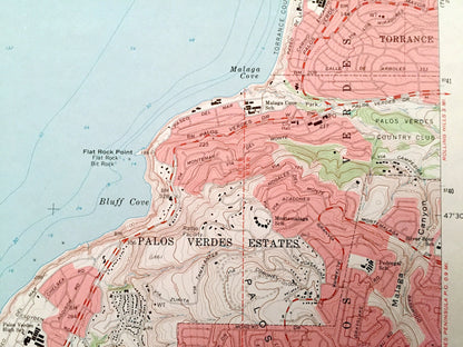 Antique Redondo Beach, California 1963 US Geological Survey Topographic Map – Los Angeles County, San Pedro, Torrance, Hermosa, Clifton, CA