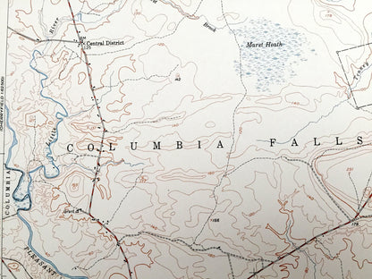 Antique Columbia Falls, Maine 1951 US Geological Survey Topographic Map – Washington County, Centerville, Jonesborough, Addison, Columbia ME