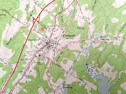 Antique Freeport, Maine 1957 US Geological Survey Topographic Map – Sagadahoc, Cumberland County, Brunswick, Yarmouth, Harpswell, ME