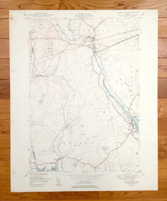 Antique Cherryfield, Maine 1950 US Geological Survey Topographic Map – Hancock, Washington County, Steuben, Milbridge, Gouldsboro, ME