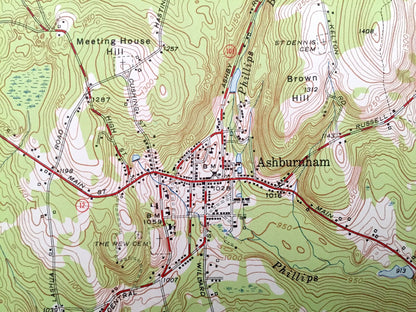 Antique Ashburnham, Massachusetts 1950 US Geological Survey Topographic Map – Middlesex, Worcester County, MA, Hillsboro, Cheshire County NH