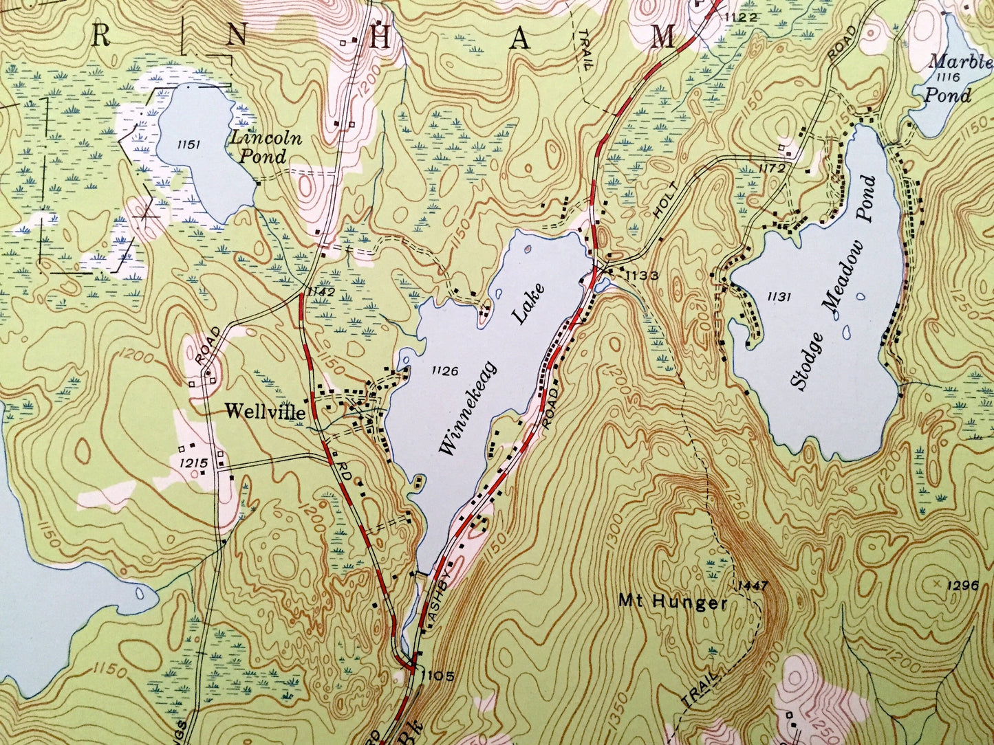 Antique Ashburnham, Massachusetts 1950 US Geological Survey Topographic Map – Middlesex, Worcester County, MA, Hillsboro, Cheshire County NH