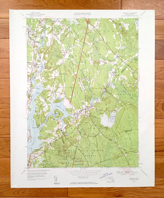 Antique Assonet, Massachusetts 1951 US Geological Survey Topographic Map – Bristol, Plymouth County, Berkley, Taunton, Lakeville, Dighton MA