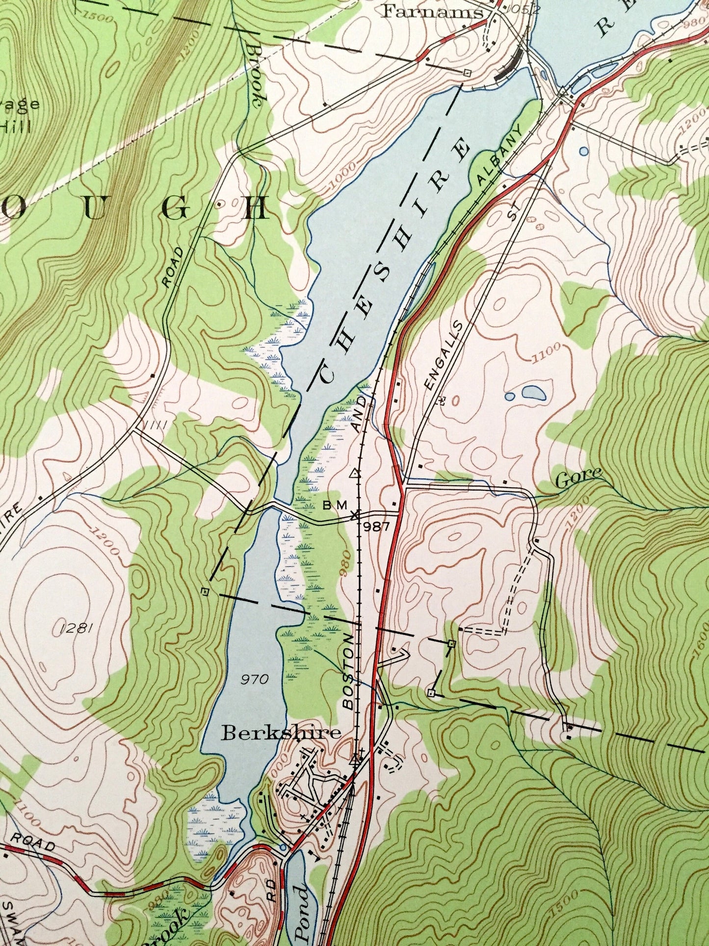Antique Cheshire, Massachusetts 1944 US Geological Survey Topographic Map – Berkshire County, New Ashford, Adams, Lanesborough, Dalton, MA