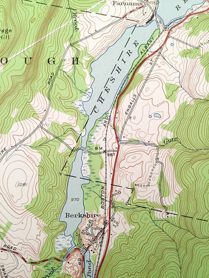Antique Cheshire, Massachusetts 1944 US Geological Survey Topographic Map – Berkshire County, New Ashford, Adams, Lanesborough, Dalton, MA