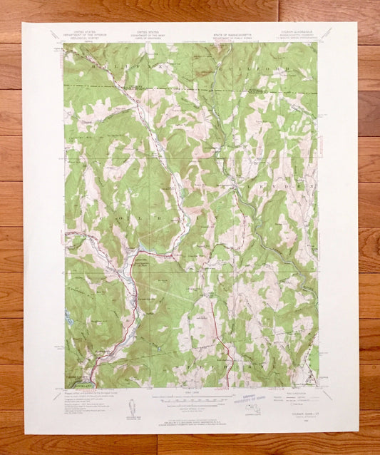 Antique Colrain, Massachusetts 1945 US Geological Survey Topographic Map – Franklin County, Leyden, MA, Windham County, Guilford, Halifax VT