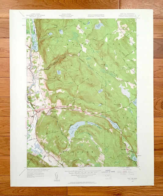 Antique East Lee, Massachusetts 1945 US Geological Survey Topographic Map – Berkshire County, Washington, Lenox, Tyringham, Becket, Otis, MA