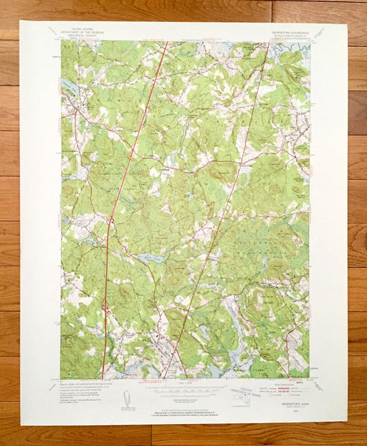 Antique Georgetown, Massachusetts 1953 US Geological Survey Topographic Map – Essex County, Groveland, Newbury, Rowley, Ipswich, Boxford, MA