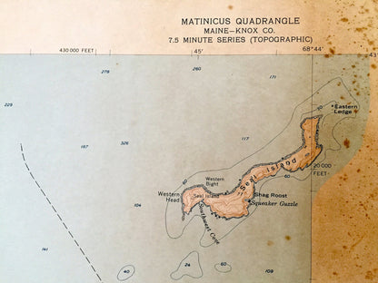 Antique Matinicus, Maine 1953 US Geological Survey Topographic Map – Criehaven, Wooden Ball, Ragged, Island, Knox County, Seal Ledges, ME