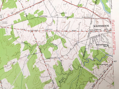 Antique Gorham, Maine 1957 US Geological Survey Topographic Map – York, Cumberland County, Windham, Buxton, Scarborough, Westbrook, ME