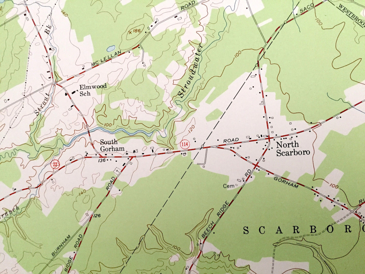 Antique Gorham, Maine 1957 US Geological Survey Topographic Map – York, Cumberland County, Windham, Buxton, Scarborough, Westbrook, ME