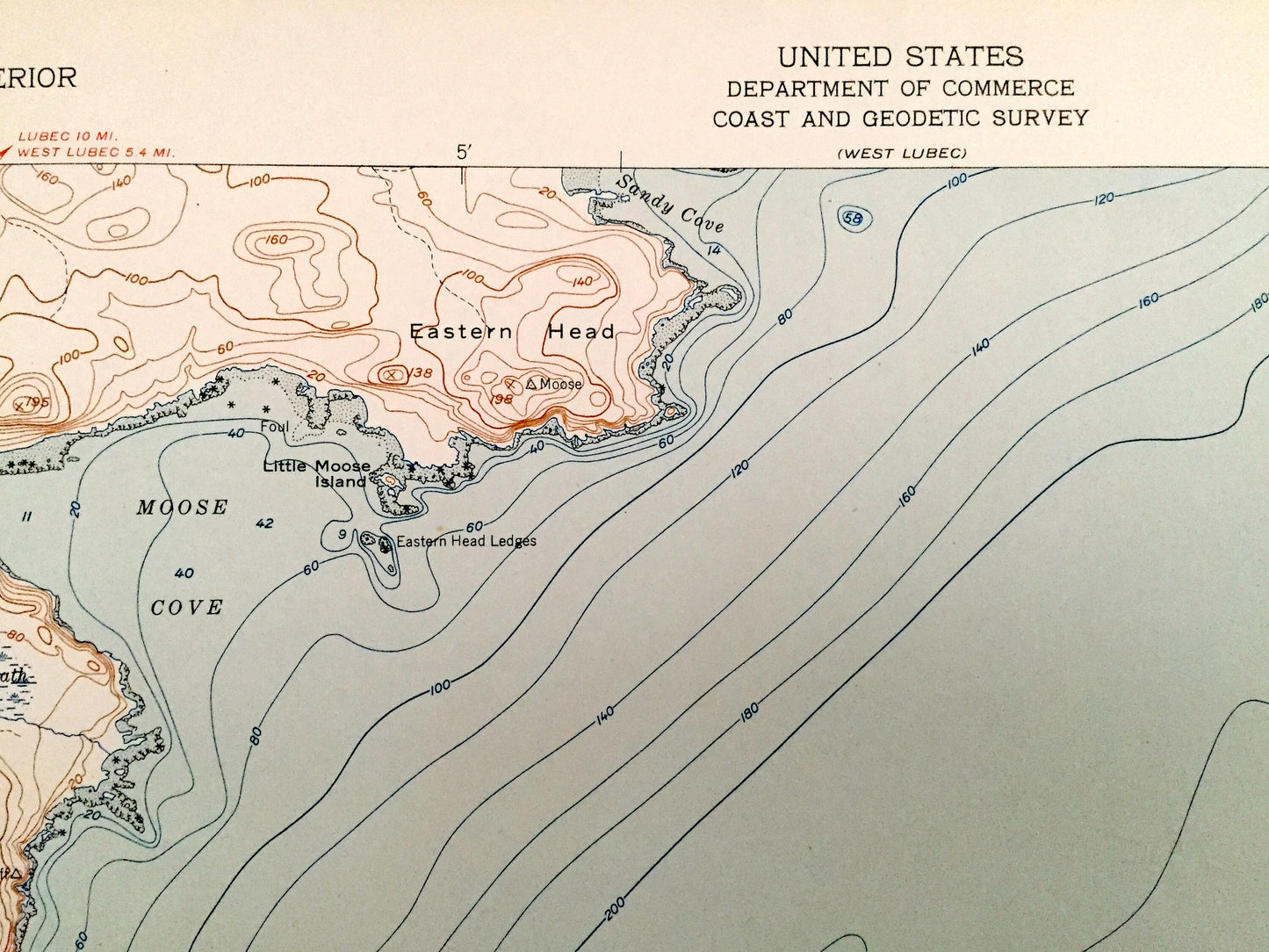 Antique Moose River, Maine 1951 US Geological Survey Topographic Map – Somerset County, Trescott, Cutler, Grand Manan Channel, ME