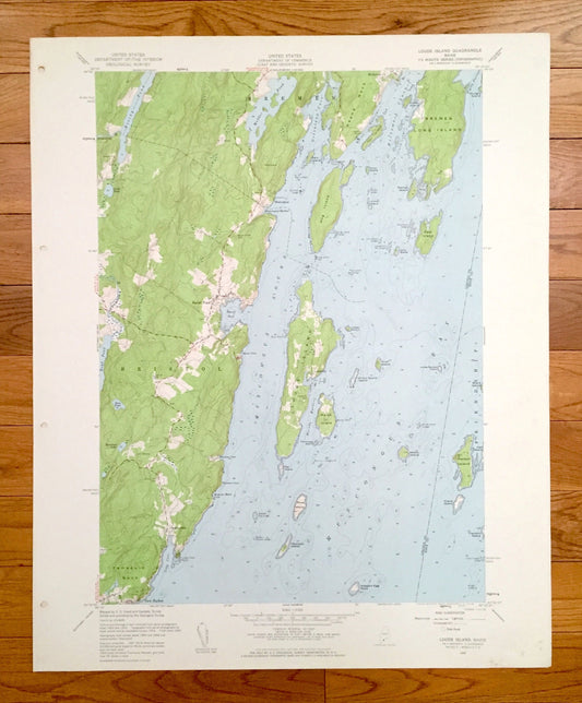 Antique Louds Island, Maine 1955 US Geological Survey Topographic Map – Knox, Lincoln County, Bremen, Bristol, Loudville, Muscongus, ME