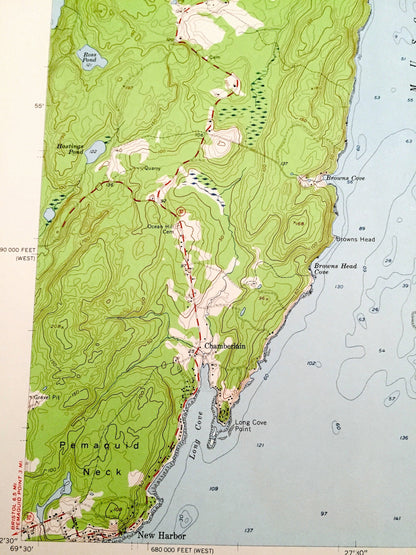 Antique Louds Island, Maine 1955 US Geological Survey Topographic Map – Knox, Lincoln County, Bremen, Bristol, Loudville, Muscongus, ME