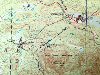 Antique Tupper Lake, New York 1954 US Geological Survey Topographic Map – Adirondacks, Colton, Piercefield, Altamont Long Hamilton County NY