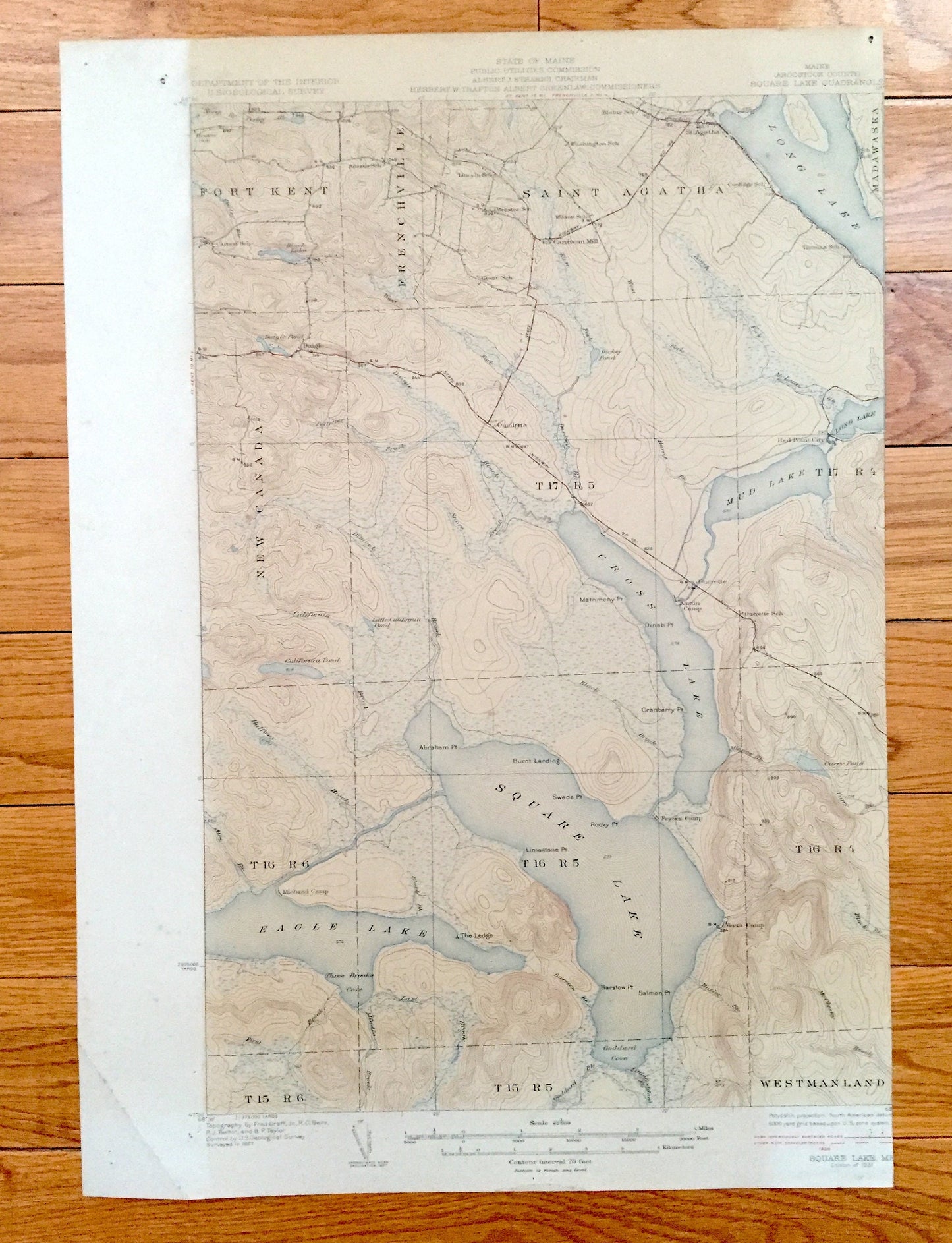 Antique Square Lake, Maine 1931 US Geological Survey Topographic Map – Fort Kent, Frenchville, Saint Agatha, New Canada, Eagle, Aroostook ME