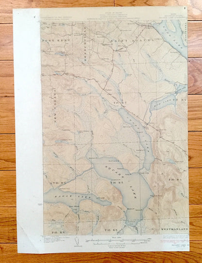 Antique Square Lake, Maine 1931 US Geological Survey Topographic Map – Fort Kent, Frenchville, Saint Agatha, New Canada, Eagle, Aroostook ME