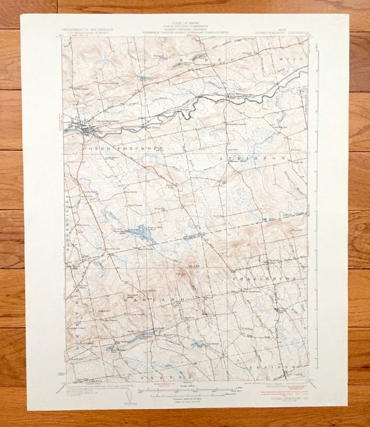 Antique Dover-Foxcroft, Maine 1935 US Geological Survey Topographic Map — Sebec, Atkinson, Garland, Charleston, Piscataquis, Penobscot, ME