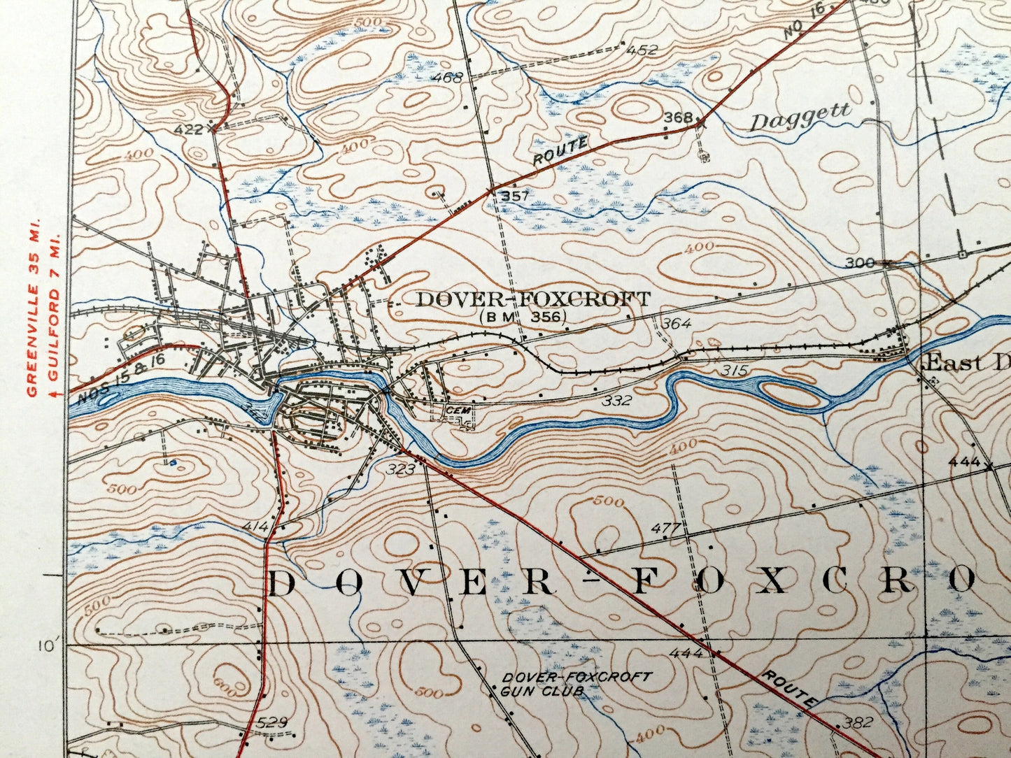 Antique Dover-Foxcroft, Maine 1935 US Geological Survey Topographic Map — Sebec, Atkinson, Garland, Charleston, Piscataquis, Penobscot, ME