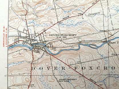 Antique Dover-Foxcroft, Maine 1935 US Geological Survey Topographic Map — Sebec, Atkinson, Garland, Charleston, Piscataquis, Penobscot, ME
