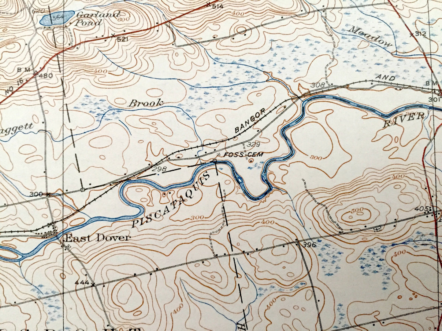 Antique Dover-Foxcroft, Maine 1935 US Geological Survey Topographic Map — Sebec, Atkinson, Garland, Charleston, Piscataquis, Penobscot, ME