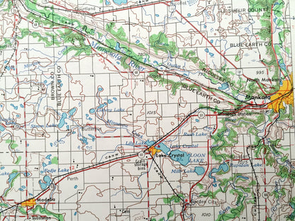 Antique New Ulm, Minnesota 1953 US Geological Survey Topographic Map – Sleepy Eye, Mankato, Marshall, Montevideo Hutchinson Glencoe Tracy MN